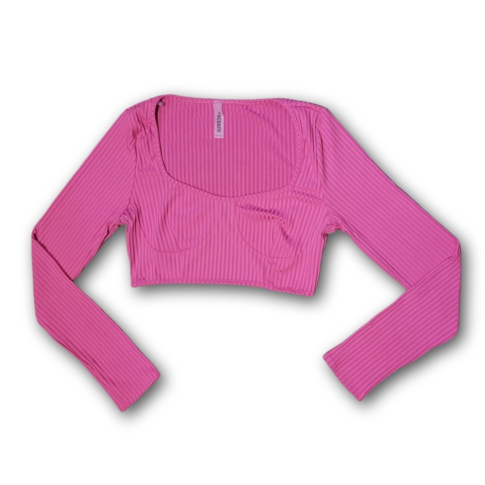 Kiss We Have Fun Long Sleeve Crop Top NWT L